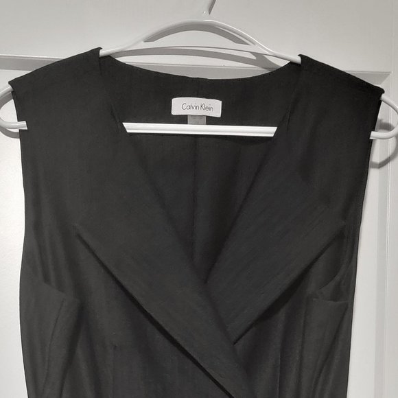 Calvin Klein Faux Wrap Dress Grey - Picture 2 of 7